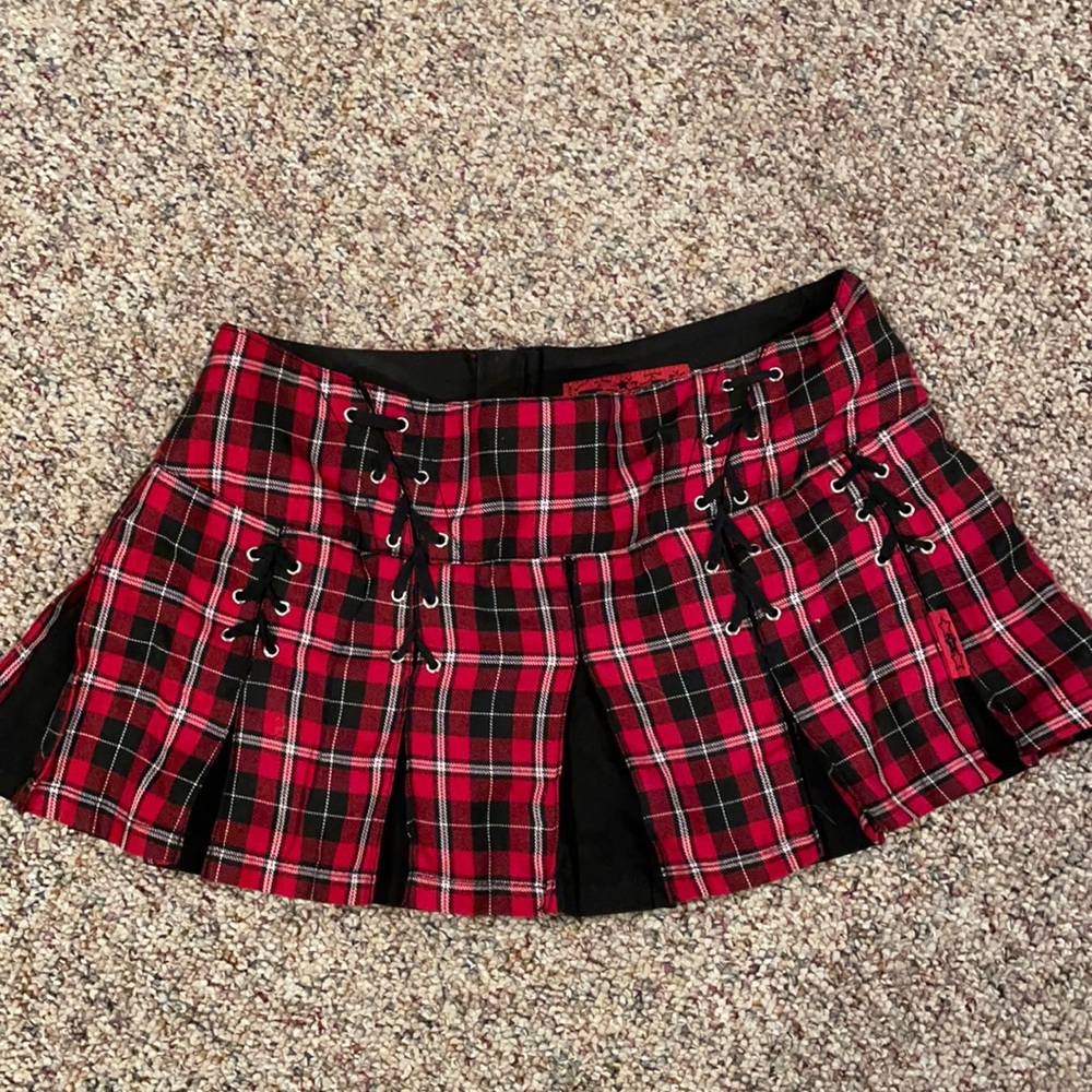 TRIPP NYC Plaid Ruffle Mini Skirt